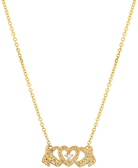 14 Karat Gold and Diamond XO Necklace, 18