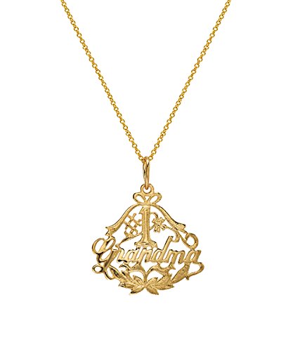 14 Karat Yellow Gold #1 Grandma Pendant Necklace, 18"