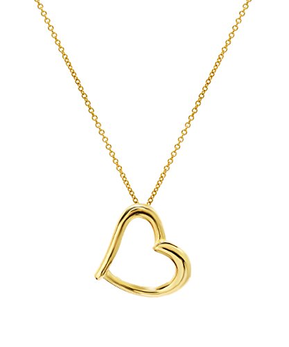 14KT Yellow Gold Sweet 16  Dangling Heart Pendant Necklace, 18"