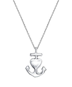 Sterling Silver Anchor and Heart Pendant Necklace, 18 "