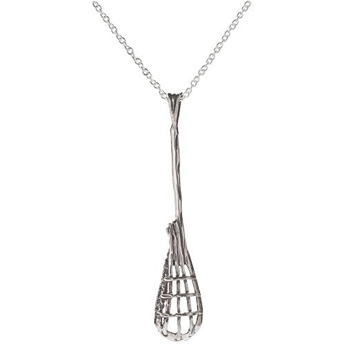 Sterling Silver Lacrosse Pendant Necklace, 18"