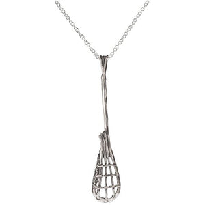 Sterling Silver Lacrosse Pendant Necklace, 18"