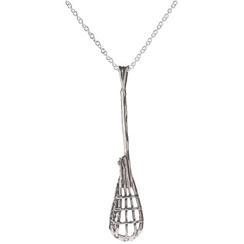 Sterling Silver Lacrosse Pendant Necklace, 18