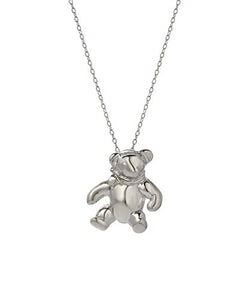 Sterling Silver Teddy Bear Pendant Necklace, 18"