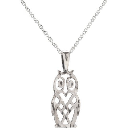 Sterling Silver Owl Pendant Necklace, 18"