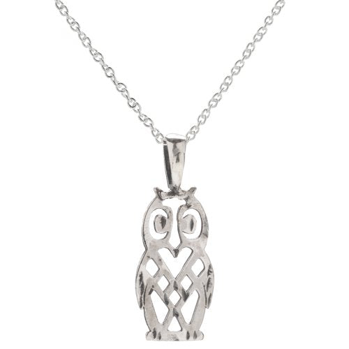 Sterling Silver Owl Pendant Necklace, 18
