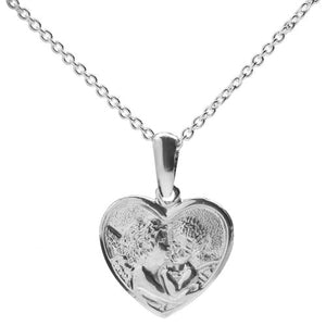 Sterling Silver Cherub Heart Pendant Necklace, 18"
