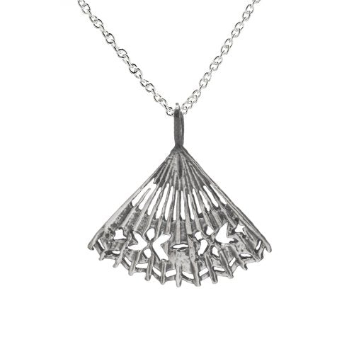 Sterling Silver Hand Fan Pendant Necklace, 18"