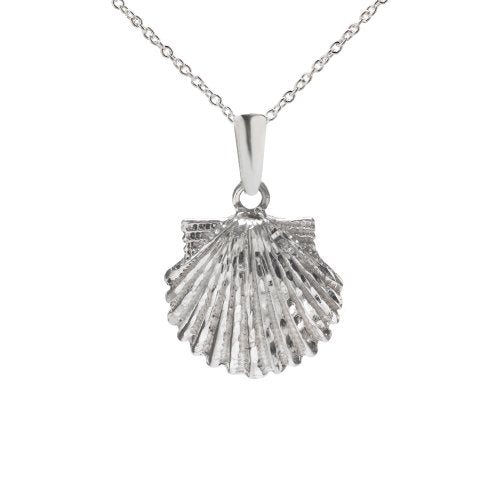 Sterling Silver Clam Shell Pendant Necklace, 18