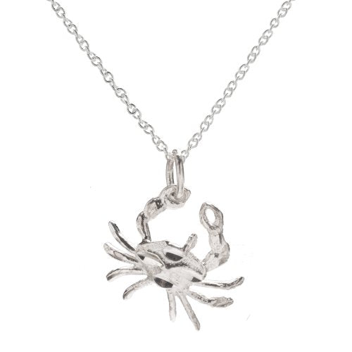 Sterling Silver Crab Pendant Necklace, 18"