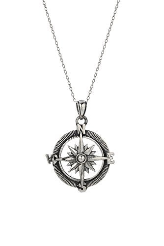 Sterling Silver Point the Way Compass Pendant Necklace, 18"