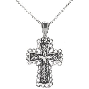 Sterling Silver Cross Pendant Necklace, 18"