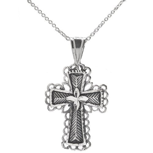 Sterling Silver Cross Pendant Necklace, 18