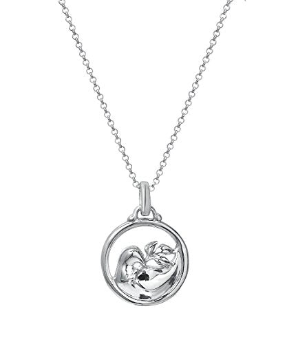 Sterling Silver Peace Dove and Olive Branch Pedant Necklace, 18"