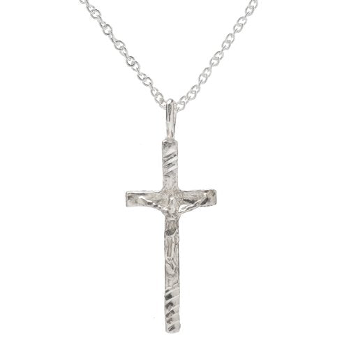 Sterling Silver Crucifix Cross Pendant Necklace, 18"