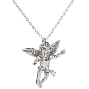 Sterling Silver Cupid Pendant Necklace, 18"