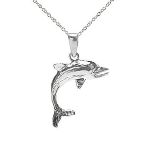 Sterling Silver Dolphin Pendant Necklace, 18"