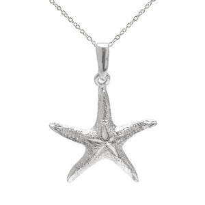 Sterling Silver Diamond Cut Starfish Pendant Necklace, 18"