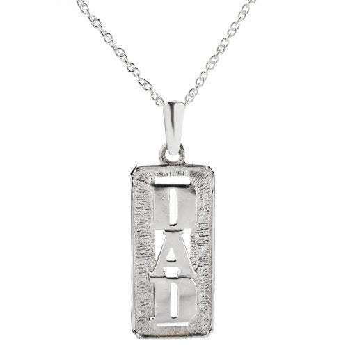 Sterling Silver Father's Day DAD Pendant Necklace, 18