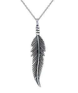Sterling Silver Feather Pendant Necklace, 18"