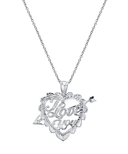 Sterling Silver I Love You Heart Pendant Necklace, 18"
