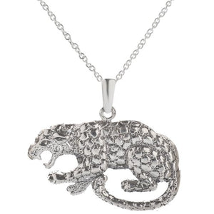 Sterling Silver Jaguar Pendant Necklace, 18"