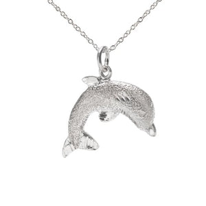 Sterling Silver Jumping Dolphin Pendant Necklace, 18"
