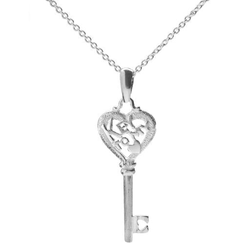 Sterling Silver Key To My Heart Pendant Necklace, 18