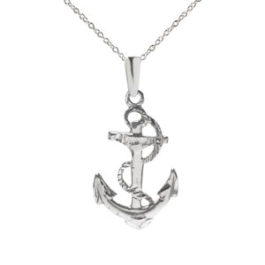 Sterling Silver Anchor  and Rope Pendant Necklace, 18"