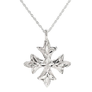 Sterling Silver Maltese Cross Pendant Necklace, 18"