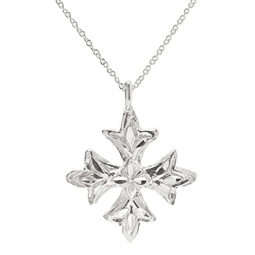 Sterling Silver Maltese Cross Pendant Necklace, 18