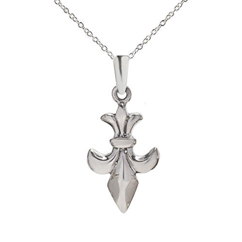 Sterling Silver Fleur De Lis Pendant Necklace, 18"