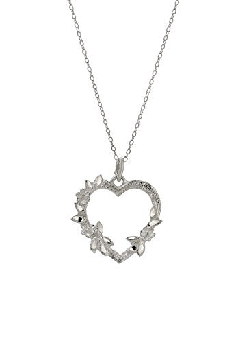 Sterling Silver Daisy Open Heart Pendant Necklace, 18