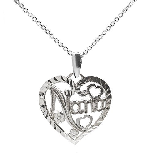 Heart Shaped Mother's Day Grandma Nana Pendant Necklace, 18"