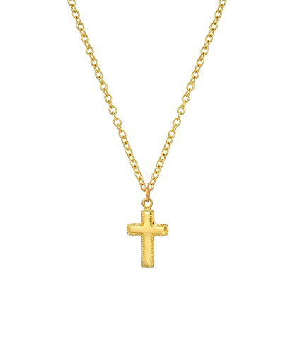 14 Karat Yellow Gold Cross Pendant Necklace, 18"