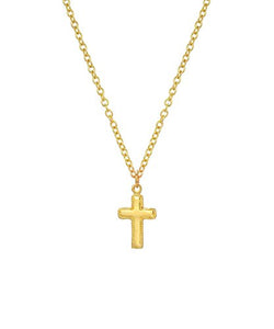 14 Karat Yellow Gold Cross Pendant Necklace, 18"