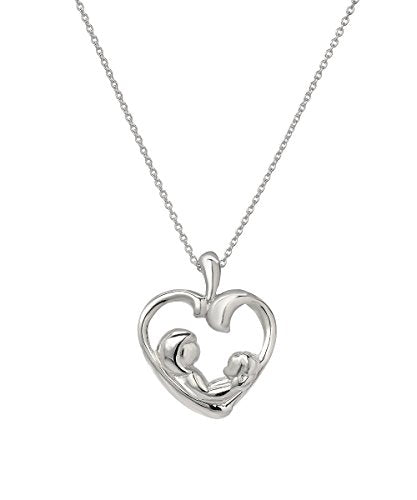Sterling Silver Mother Daughter Pendant Necklace, 18"