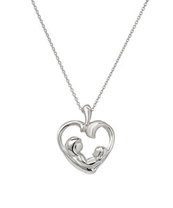 Sterling Silver Mother Daughter Pendant Necklace, 18"