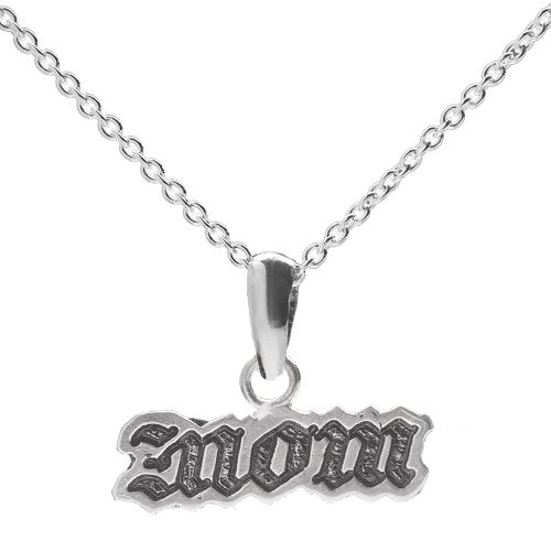 Sterling Silver Mom Pendant Necklace, 18