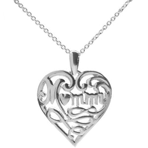 Sterling Silver Mommy Heart Pendant Necklace, 18"