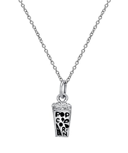 Sterling Silver Movie Theater Popcorn Pendant Necklace