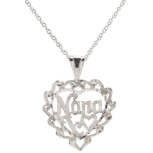 Sterling Silver Nana Heart Pendant Necklace, 18