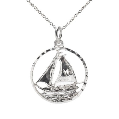 Sterling Silver Sailing Pendant Necklace, 18