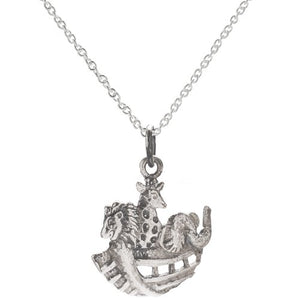 Sterling Silver Noah's Ark Pendant Necklace, 18"