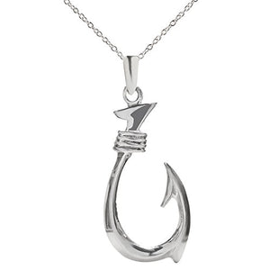 Sterling Silver Fish Hook Pendant Necklace, 18"