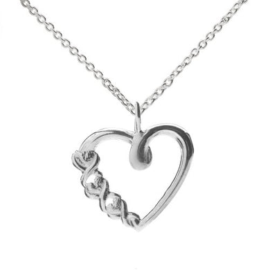 Sterling Silver Open Heart XO Pendant Necklace, 18