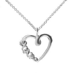 Sterling Silver Open Heart XO Pendant Necklace, 18"