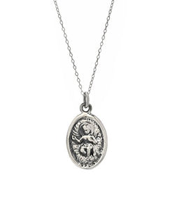 Sterling Silver Christ Child and Protector Pendant Necklace, 18"