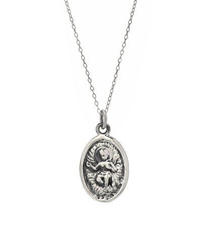 Sterling Silver Christ Child and Protector Pendant Necklace, 18