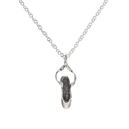 Sterling Silver Ballet Slipper Pendant Necklace, 18"